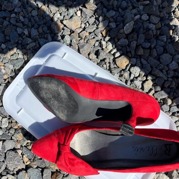Bellini Red Suede Heels with Bow - Picture 6 of 7